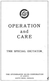 1934 Studebaker Dictator Owner's Manual