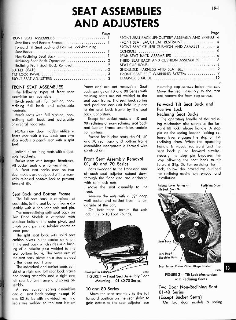 Classic car manuals - 1973 AMC Technical Service Manual, Chpt.19: Seat ...